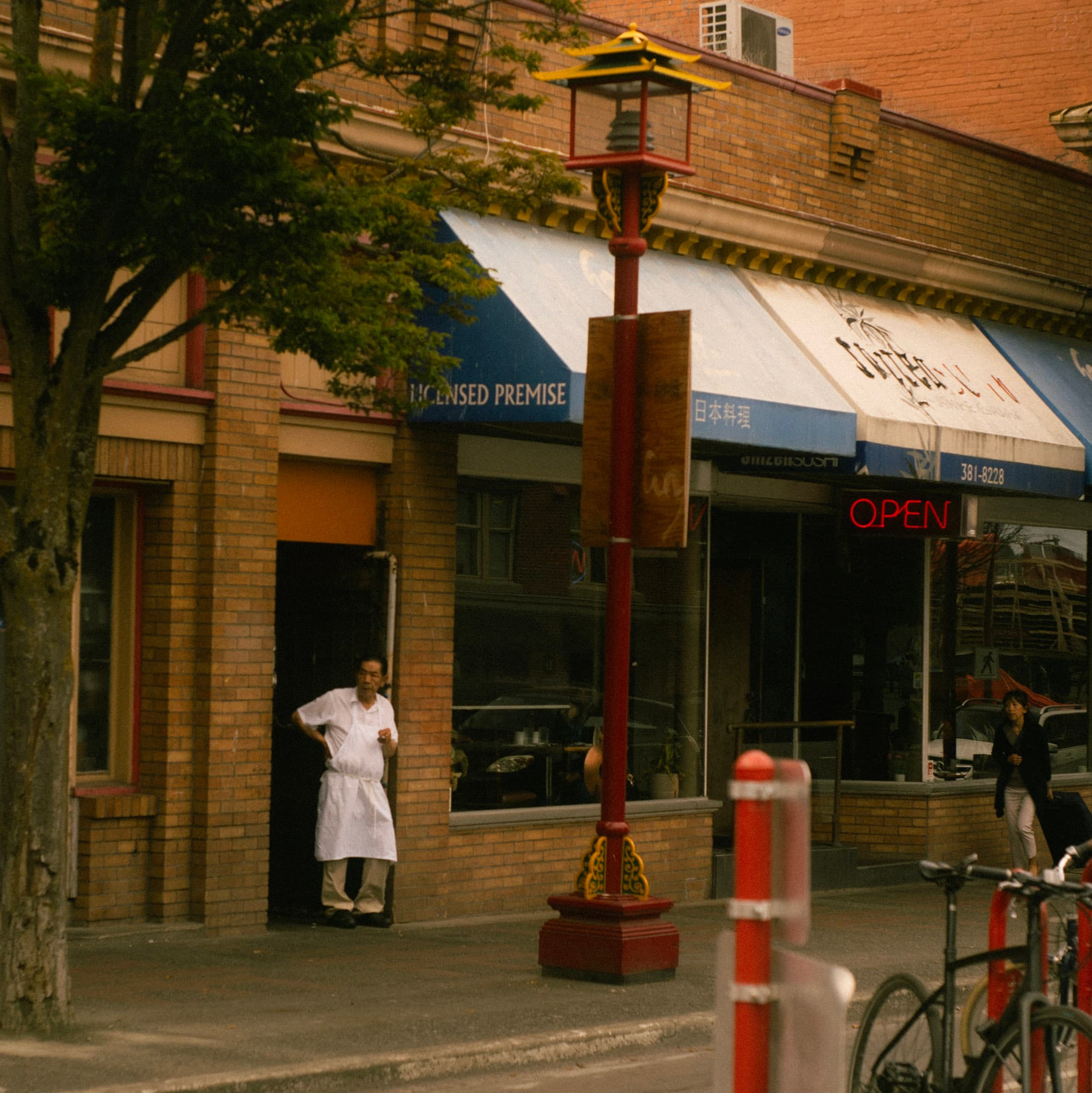 A photo of a smoking outside of a shop in Victoria, BC