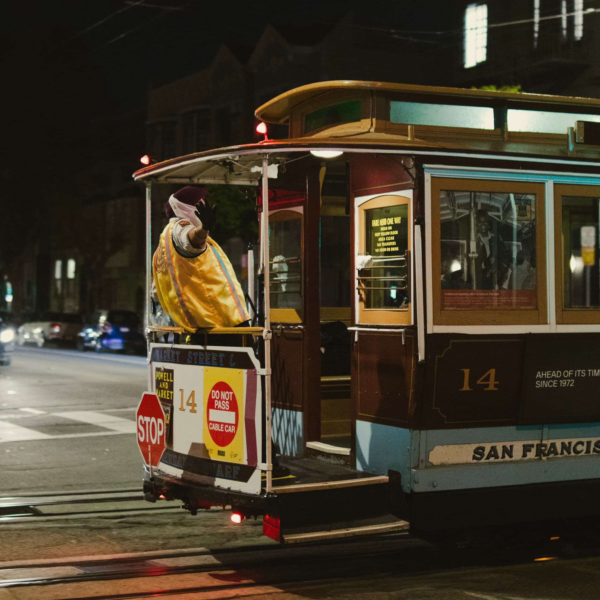 Street Car Operator waving goodbye in SF