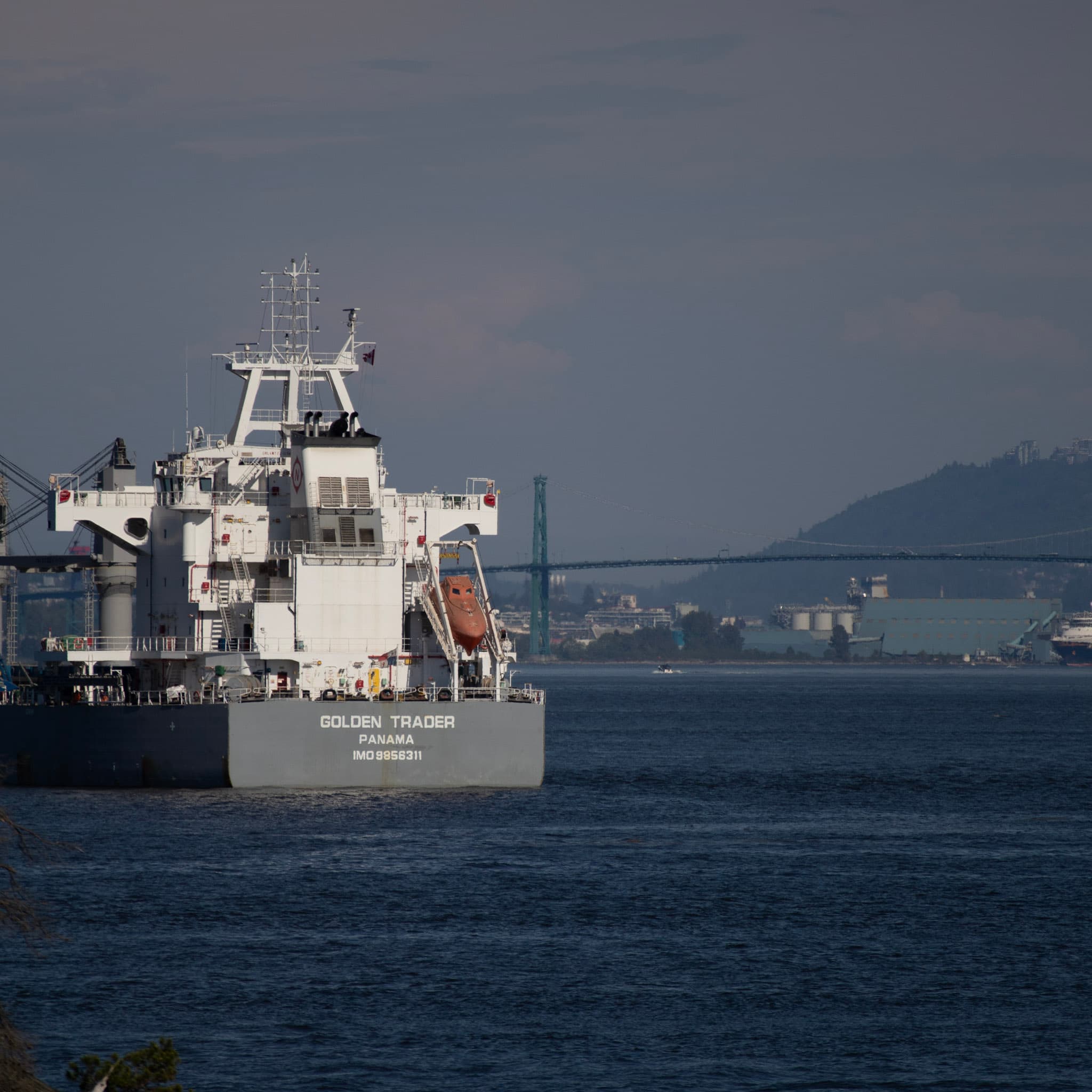 Photo of a Cargo Ship in the Burrard Inlet
